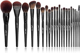Jessup Makeup Brushes Set Premium Synthetic Powder Foundation Highlight Concealer Eyeshadow Blending Eyebrow Liner Spoolie Brush Set Black 21pcs T271