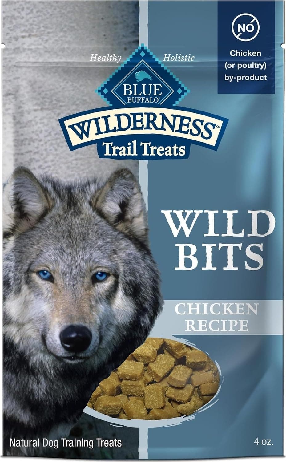 Blue Buffalo Wilderness Wild Bits Pollo golosinas suaves y masticables para perros, 4 oz | Pollo real, ingrediente n.º 1, golosinas de entrenamiento del tamaño de un bocado, altas en proteínas y sin cereales, elaboradas con ingredientes naturales