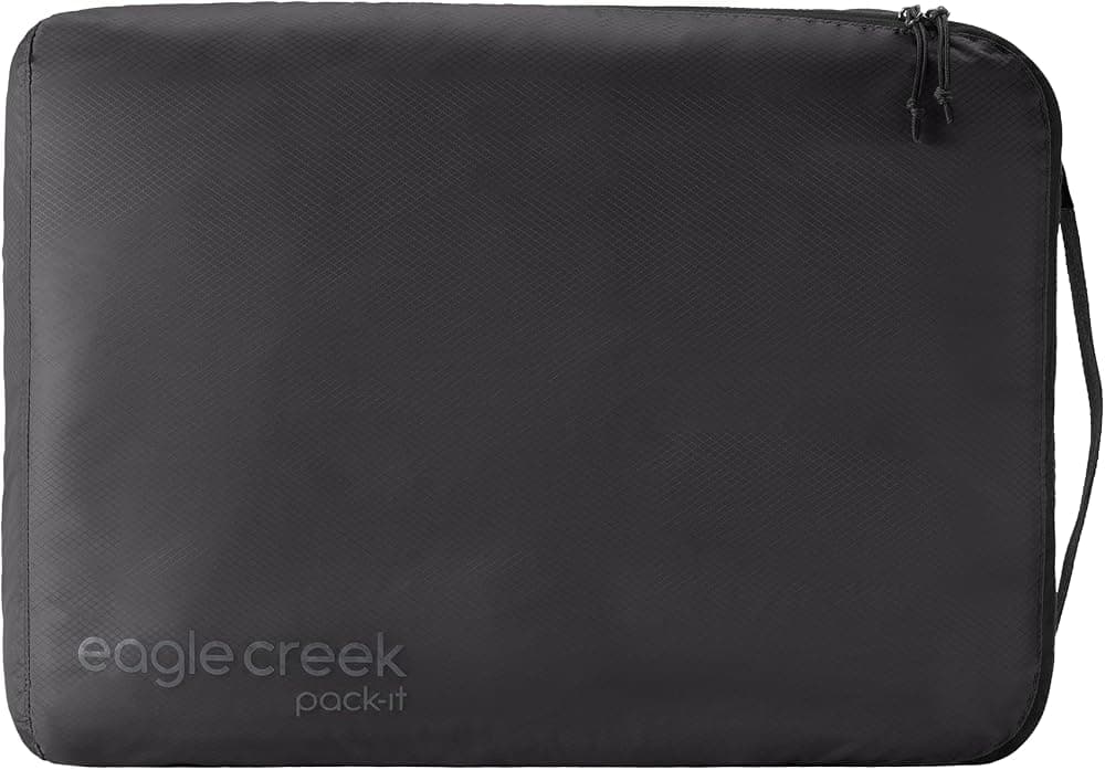 Cubo aislante Eagle Creek Pack-It, grande, negro | Cubo para empacar ropa para maximizar el espacio del equipaje, apertura con cremallera en ángulo, asa superior conveniente, resistente al agua