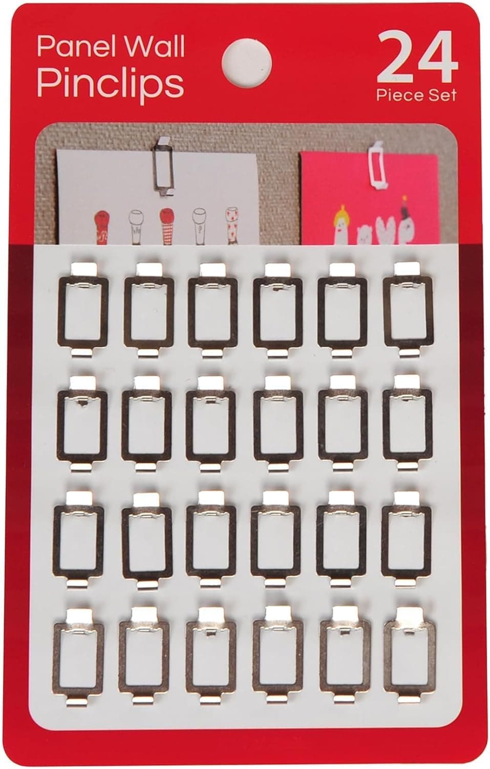 Ganchos de pared para cubículos de tela y clips para particiones, soporte para fotos de notas, paquete de 24 | Utilícelos como clips para notas y fotografías o como ganchos para llaves, calendarios y accesorios de oficina livianos en paredes de tela de cubículos.