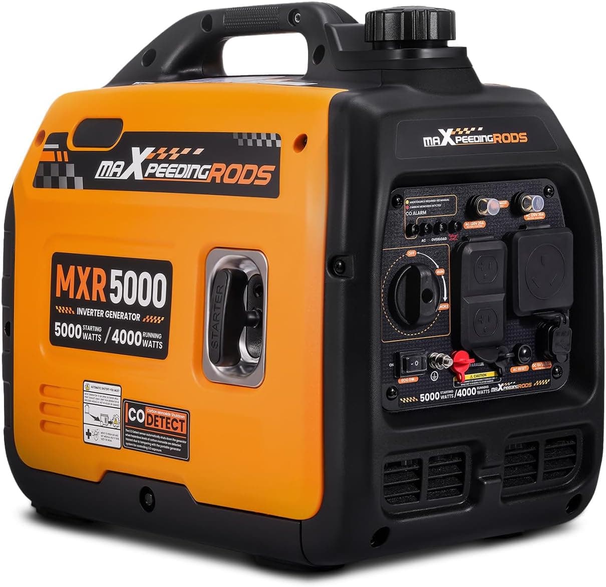 maXpeedingrods 5KW Inverter Generator,Quiet and Lightweight for RV, Camping | 5000 Watt Portable Generator,Hopme Backup,50lbs Lightweight,RV Ready,w/ CO Sennsor PGMA EPA,MXR5000,Stable Power Output