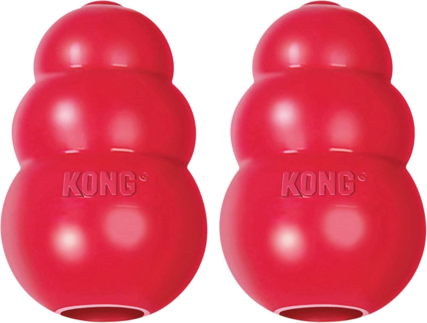 KONG Classic Juguete para Perros Relleno, Caucho Natural, para Perros pequeños (Paquete de 2) | Juguete para buscar y masticar que llena golosinas con rebote errático, hecho de caucho natural duradero KONG para un tiempo de juego prolongado