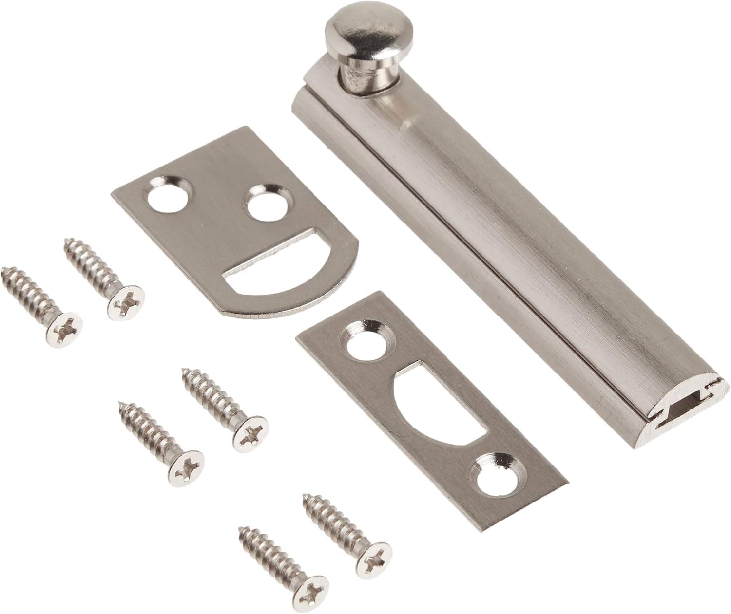 Perno de cerradura de puerta con pestillo deslizante de seguridad de Hickory Hardware | 1 paquete | Hardware de alta resistencia para puertas y portones empotrados o empotrados | 3 pulgadas | Níquel satinado