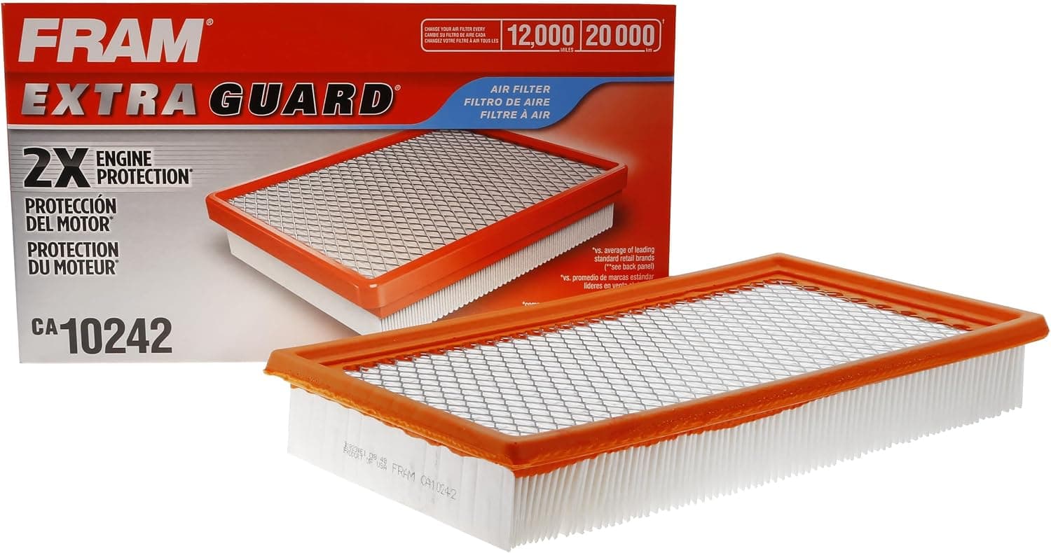Filtro de aire de motor de repuesto FRAM Extra Guard CA10242 para modelos seleccionados de Ford, Lincoln, Mazda y Mercury, proporciona protección de filtro de hasta 12 meses o 12,000 millas