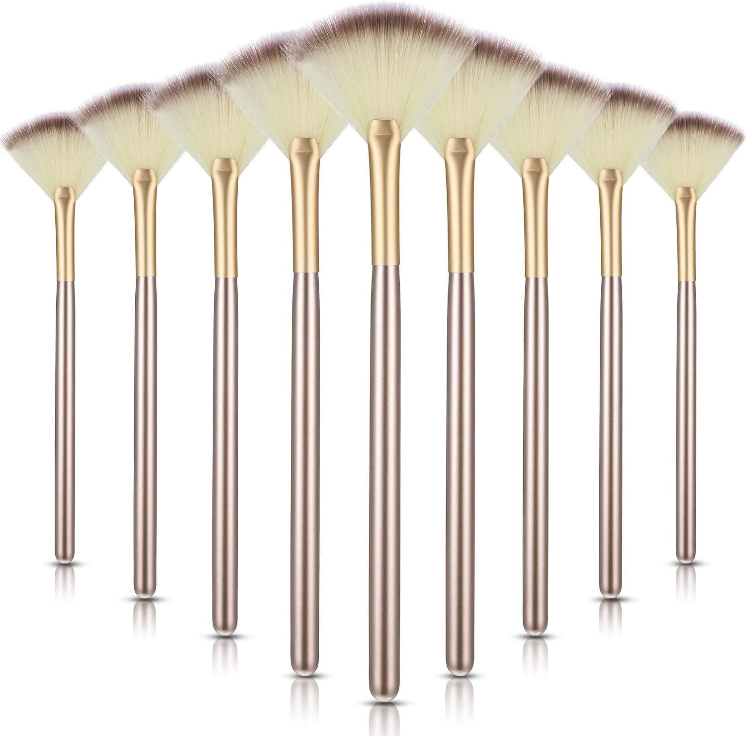 9 piezas de cepillos para máscara de abanico facial, cepillos aplicadores faciales suaves, herramientas para pelar maquillaje glicólico para crema de barro(Champagne)