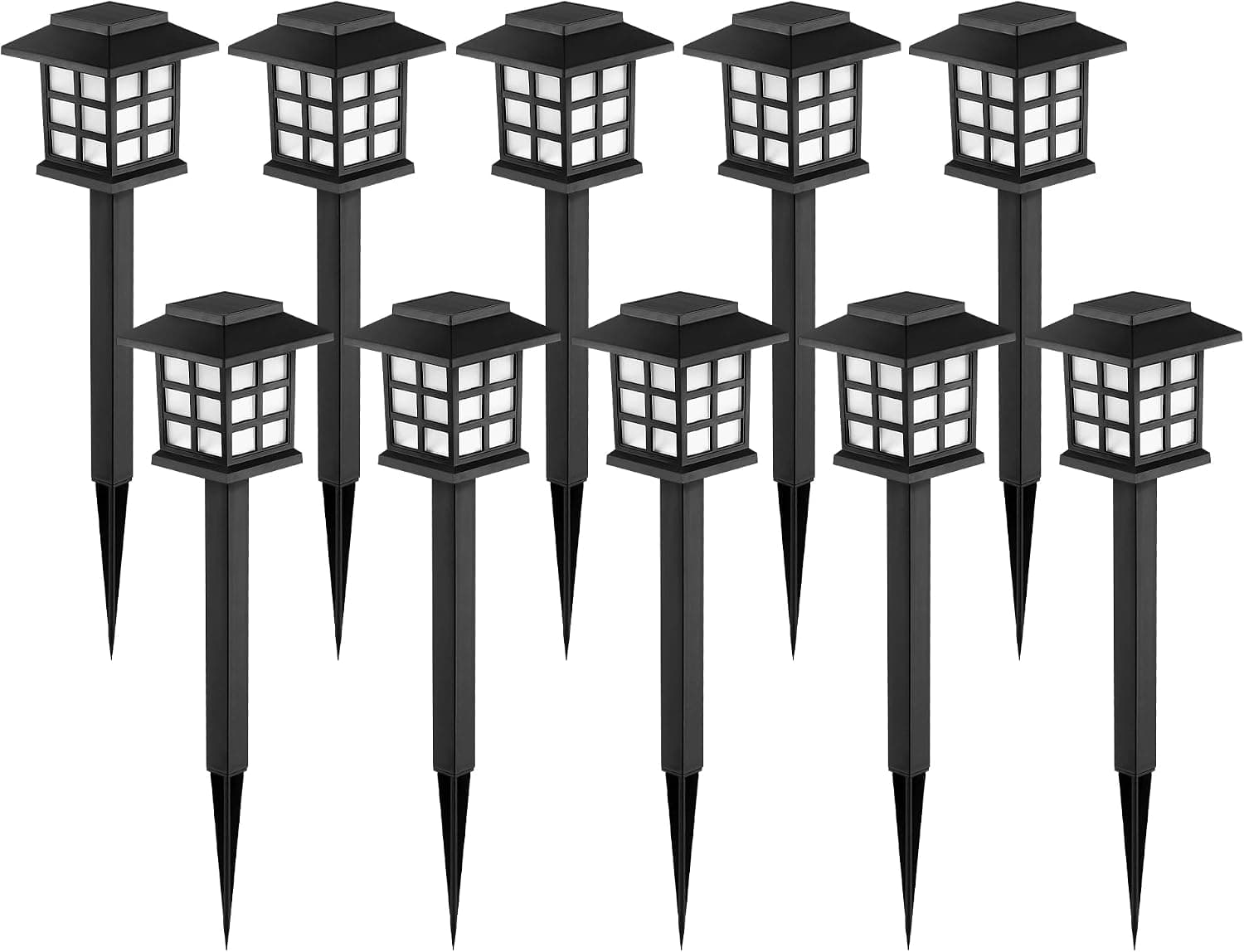 GIGALUMI Luces solares para exteriores, impermeables, paquete de 10, decoración de jardín LED | El jardín solar blanco cálido del LED enciende la decoración al aire libre, 8 horas de iluminación del paisaje para el jardín