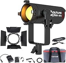 60x Aputure Light Storm LS 60x luz LED bicolor 30000lux @1m, CRI 95+ TLCI 95+9 efectos de iluminación incorporados, compatible con batería NP-F970, incluye soporte para puertas de granero Control por aplicación Sidus | 30000lux @1m, CRI 95+ TLCI 95+9 efectos de iluminación incorporados, compatible con batería NP-F970, incluye puertas de granero, compatible con control por aplicación Sidus