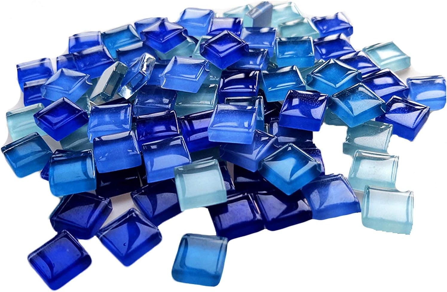 100 piezas de azulejos de mosaico a granel, colores surtidos, mosaico opaco de vidrio, suministros para manualidades, posavasos, decoración del hogar (0.4 x 0.4 in, serie azul)