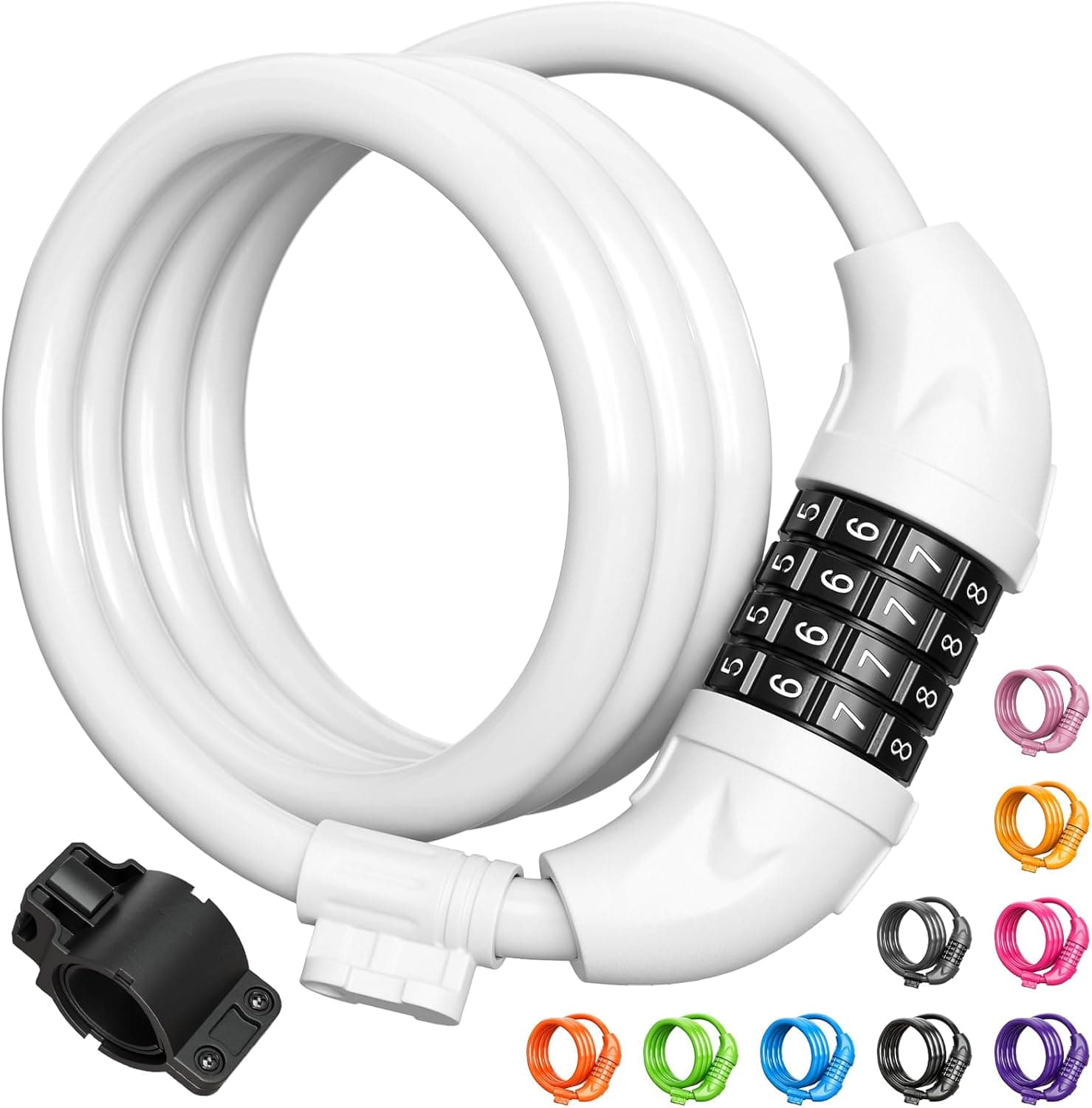 Candado de bicicleta Titanker, candado de bicicleta 4 pies Candado de cable 1/2 pulgada Combinación de candado de bicicleta reajustable con soporte de montaje, accesorios de bicicleta para bicicleta, scooter eléctrico, motocicleta