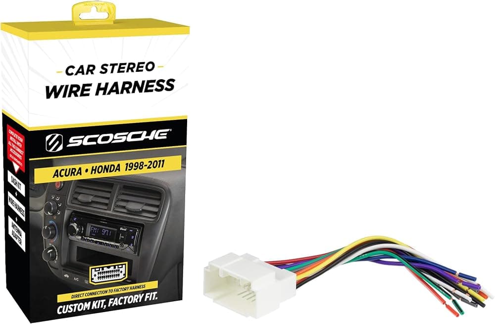 Scosche HA08B Arnés de cableado de radio de posventa para Acura y Honda selectos 1998-11 - Arnés de cables de radio de posventa para estéreo de automóvil - Consulte la lista de vehículos a continuación para su modelo
