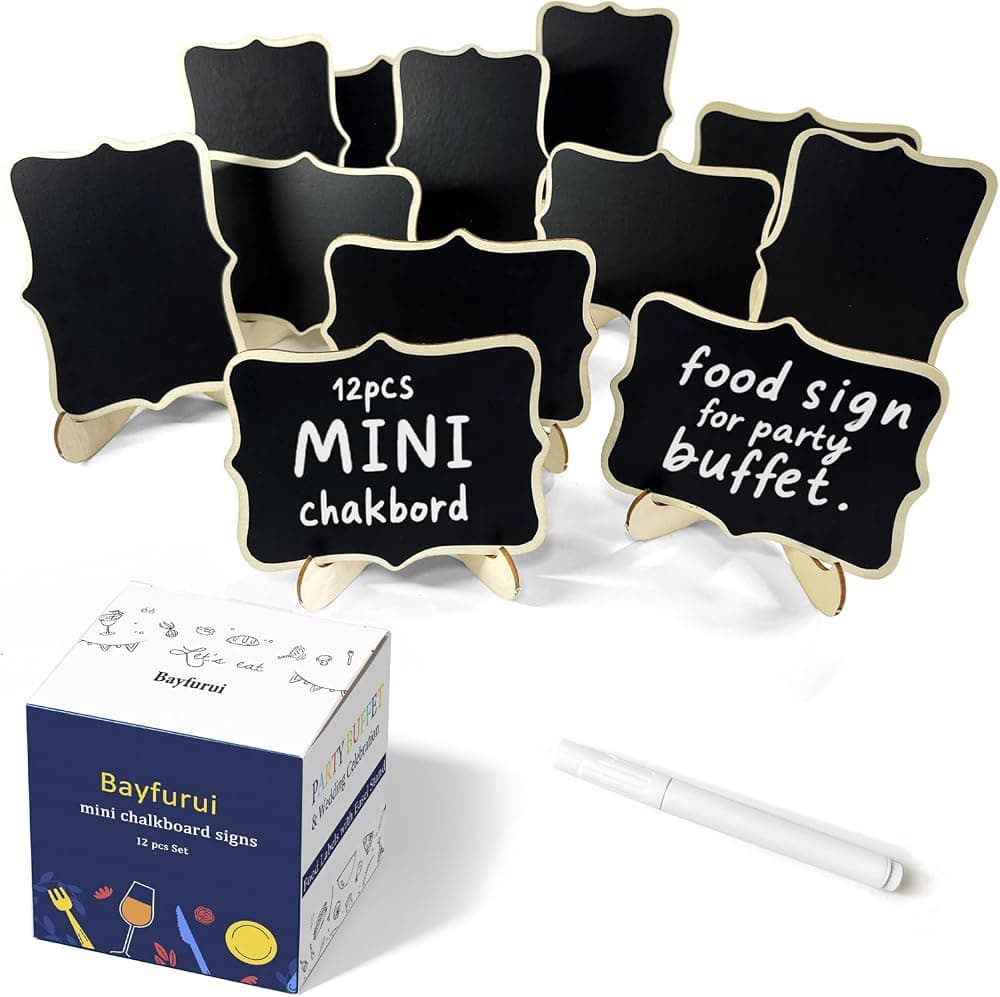 12 mini carteles de pizarra con soporte, etiquetas de comida para fiesta buffet, etiqueta de comida/tarjeta de nombre para mesa de boda, etiqueta de nombre, etiquetas de bebida, taco/barra de caramelo/venta de pasteles, letrero de comida, suministros de catering exhibición de buffet