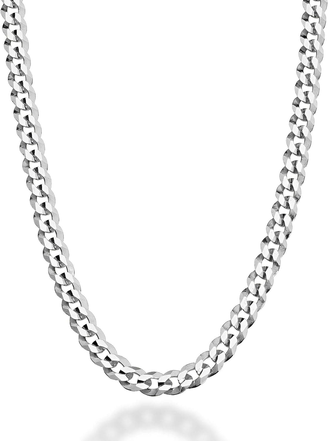 Miabella Cadena de eslabones cubanos de plata de ley 925 italiana de 5 mm para hombres y mujeres | Joyería fina, cadena barbada maciza, talla diamante, fabricada en Italia