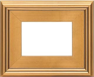 5x7 Plein Air Style Frame, Hand Leafed Gold, Museum Quality | For Art Panels, Stretched Canvas & Pictures. Gessoed Wood Construction, Open Back without Glazing, Includes Hanging Hardware