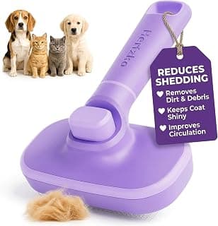 Hertzko Cepillo autolimpiante para perros y gatos - Cepillo de pelo para mascotas para quitar pelo largo y corto - Cerdas retráctiles fáciles de limpiar - Herramienta de aseo para perros y gatos - Púrpura