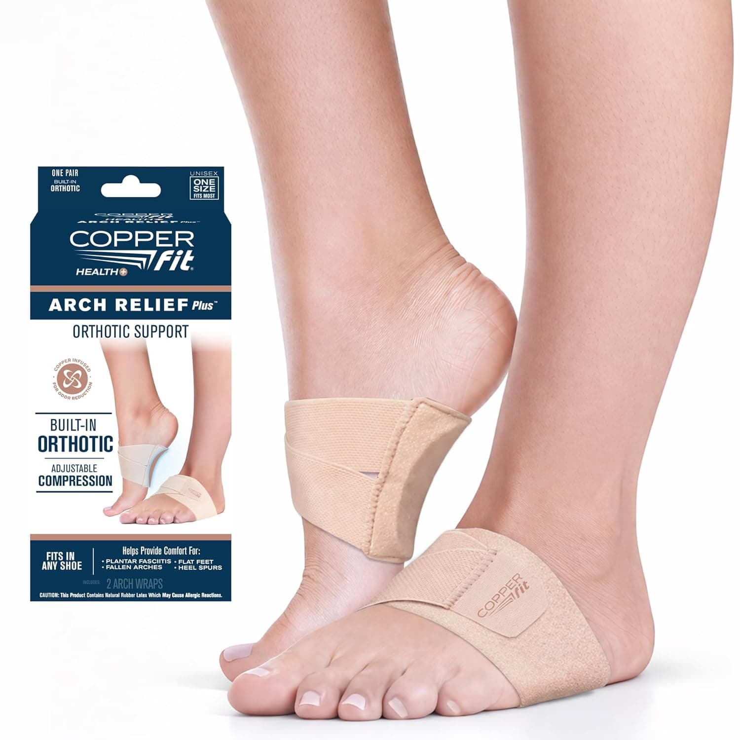 Copper Fit Arch Relief PLUS – Envoltura de compresión con soporte ortopédico para el arco fascitis plantar, pies planos, arcos caídos – Ajuste universal para hombres y mujeres