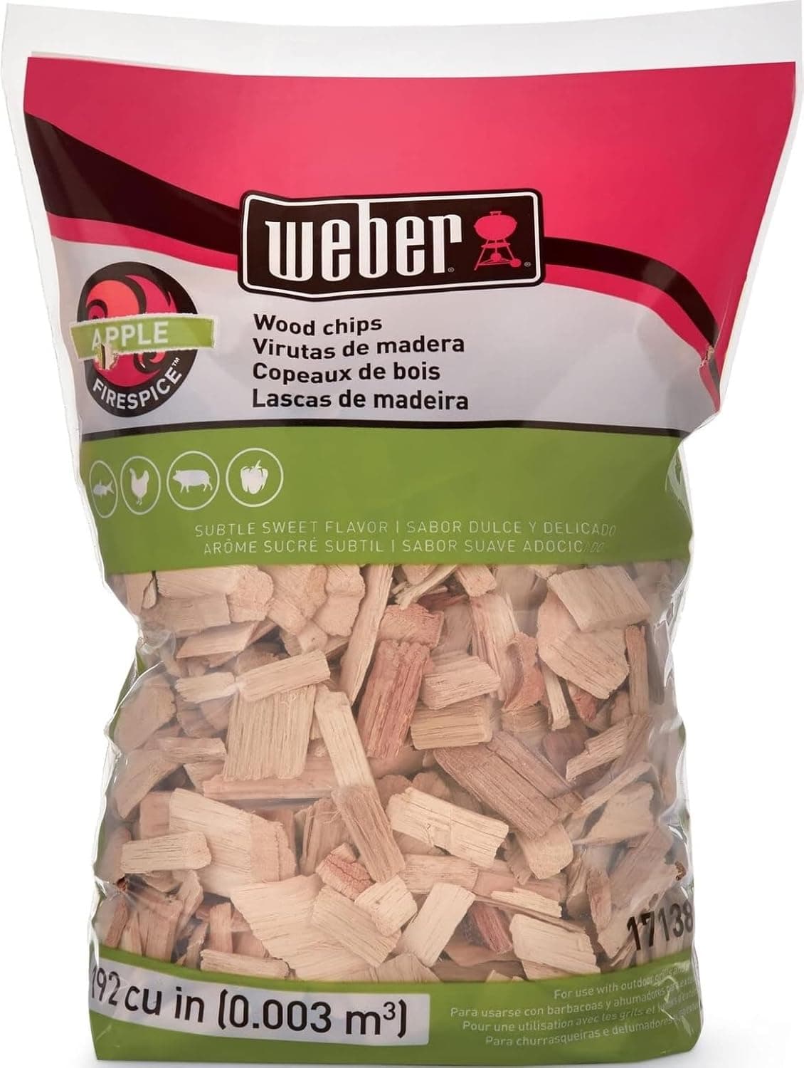 Weber® Apple Wood Chips, Outdoor Cooking Fuel, 2 lb | Premium BBQ Smoking & Grilling Applewood Chips for Subtle, Sweet Apple Flavor - Ideal for Beef, Lamb, Poultry, Pork & Fish