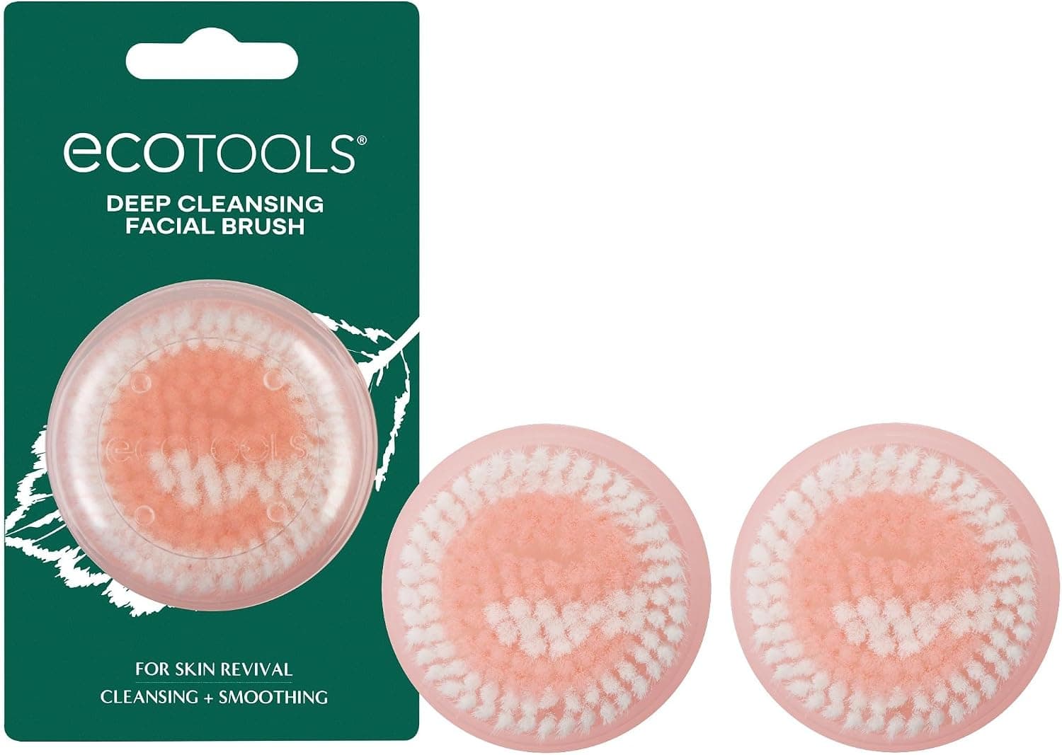 EcoTools Mini Facial Cleansing Brush, Travel Sized, Vegan, 2 Count | Clear pores gently with a facial brush for exfoliation, face wash brush, safe for sensitive skin and cap included