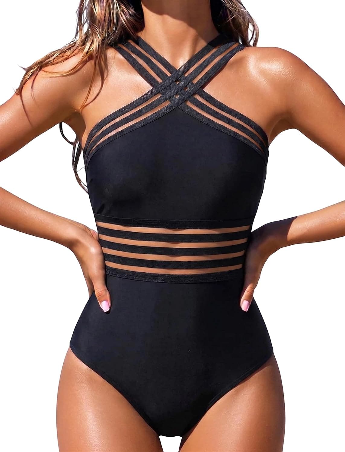 Hilor Womens One Piece Swimsuit Slimming Tummy Control Bathing Suits