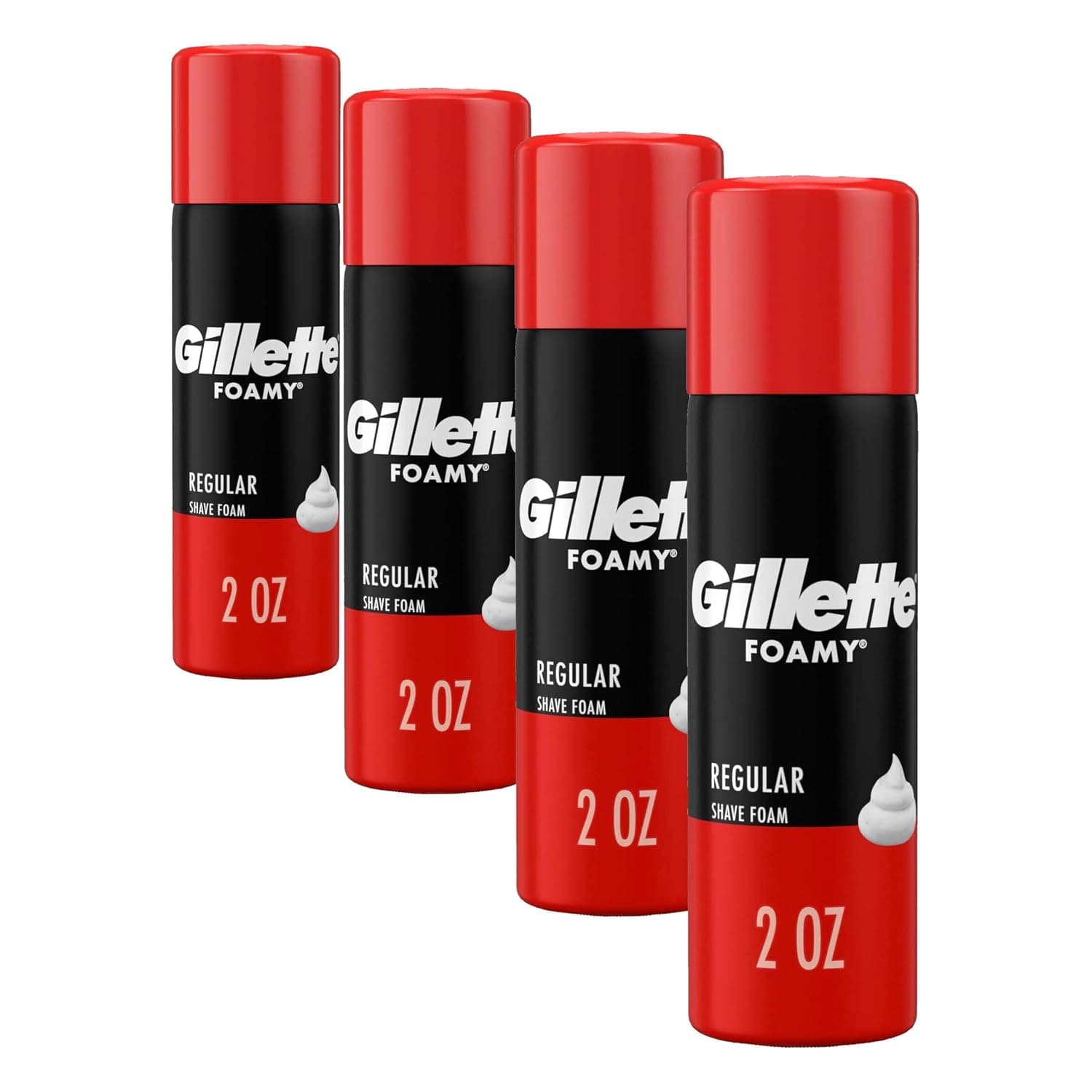 Gillette Foamy Regular Shaving Foam, 2 oz (Pack of 4)