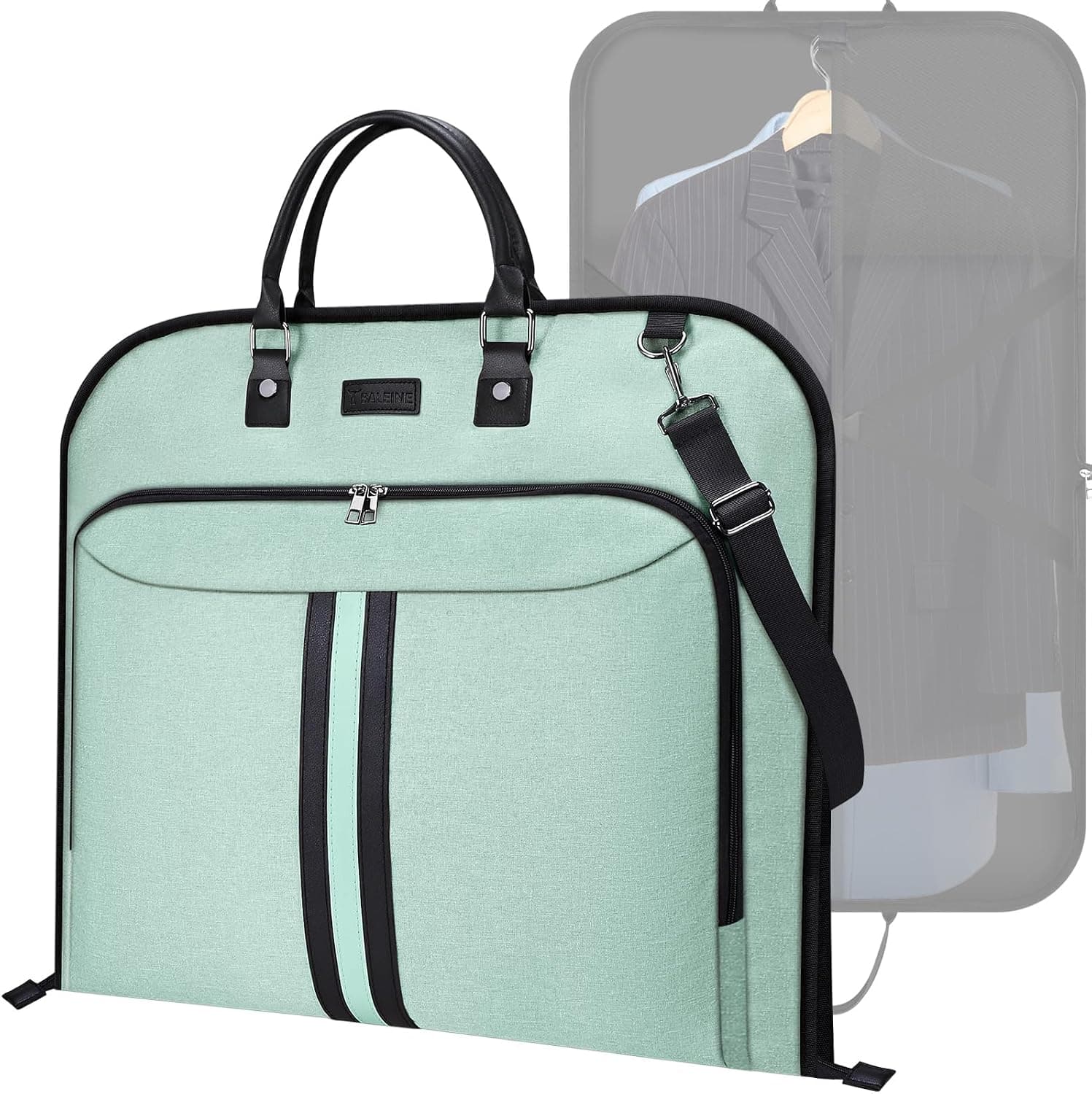BALEINE Bolsa de viaje para ropa, bolsa de viaje para hombres, bolsa de viaje impermeable de 42 pulgadas para colgar ropa, bolsa de lona para viajes de negocios (verde menta)