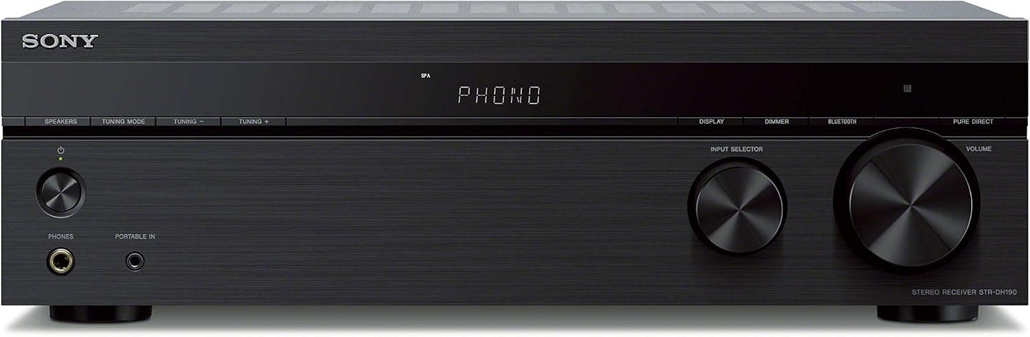 Sony STRDH190 Receptor estéreo doméstico de 2 canales con entradas phono y Bluetooth negro