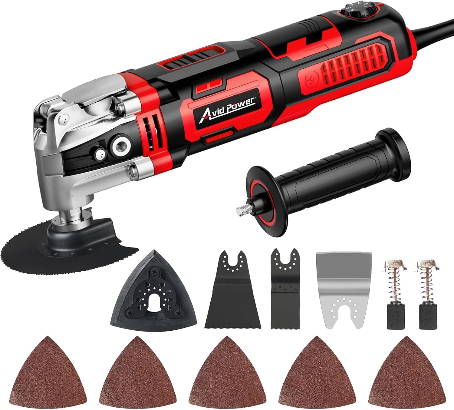 Herramienta oscilante AVID POWER, multiherramienta oscilante de 3,5 amperios con ángulo de oscilación de 4,5°, 6 velocidades variables y 11 accesorios de sierra, mango auxiliar