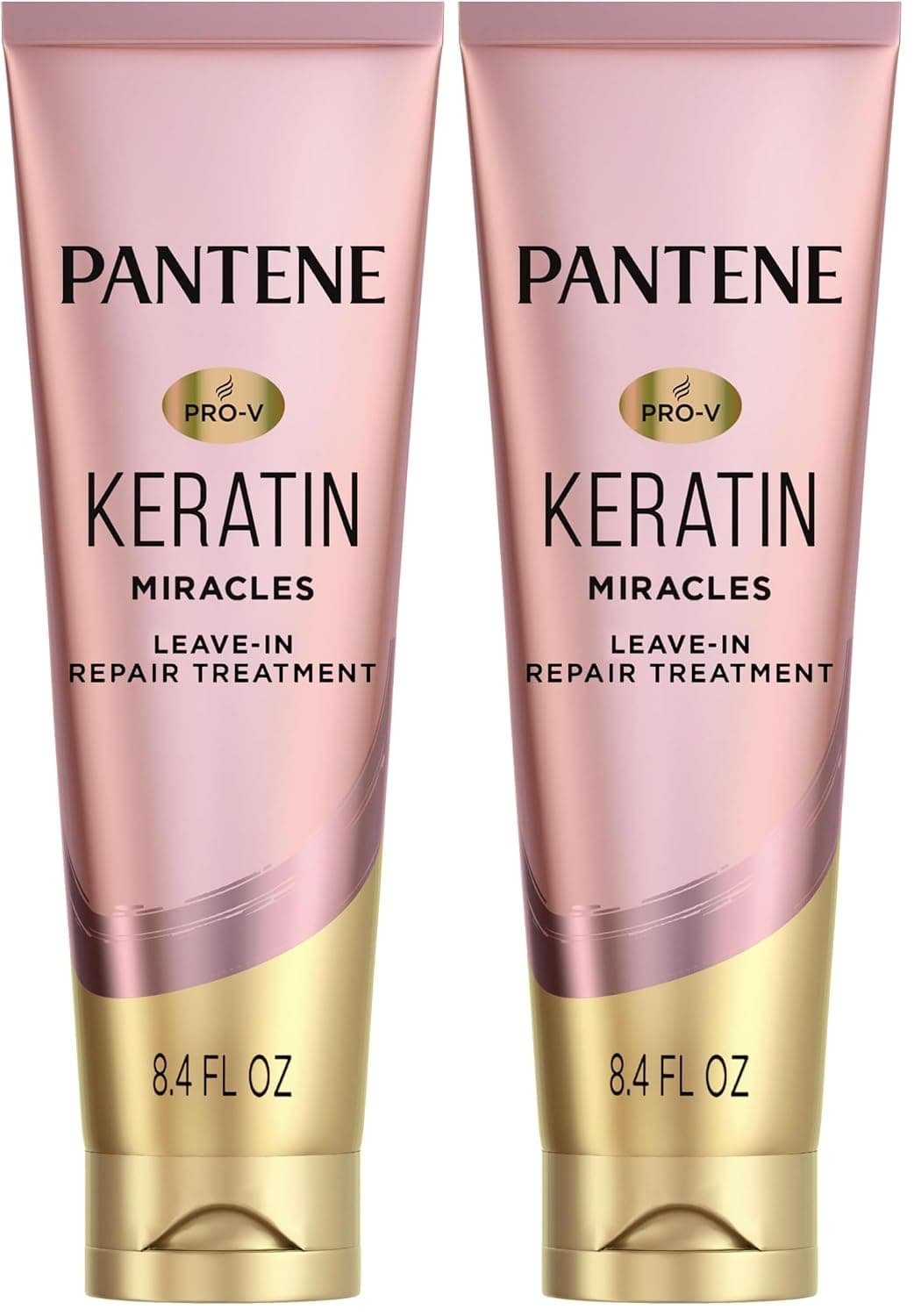 Pantene Keratin Leave-In Conditioner with Argan Oil,Protein Treatment for Dry,Damaged & Color-Treated Hair,Repairs Split Ends & Protects from Damage,Formaldehyde-Free,8.4 Fl Oz,(Pack of 2)