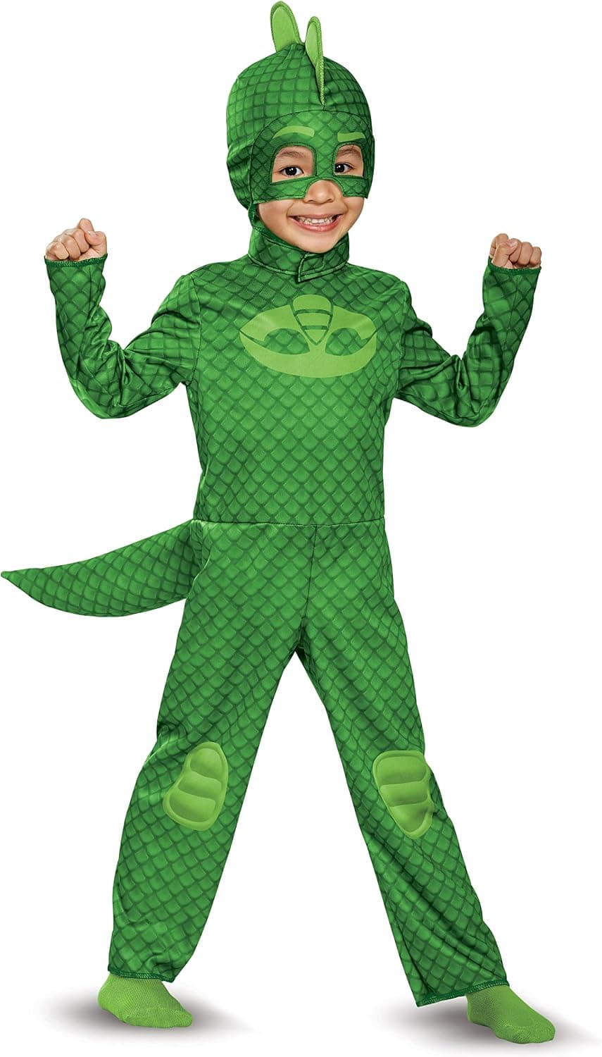 Disfraz de Gekko para niños, disfraz oficial de PJ Masks, talla infantil L (4-6)