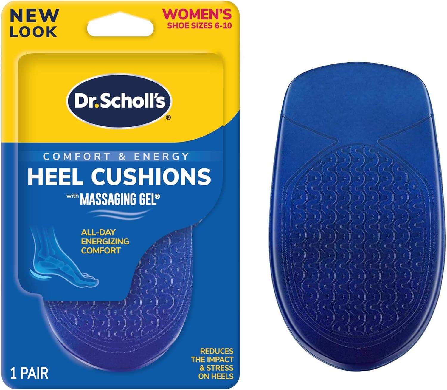 Almohadillas para el talón del Dr. Scholl con gel de masaje avanzado // Absorción de impactos y amortiguación durante todo el día para aliviar las molestias en el talón