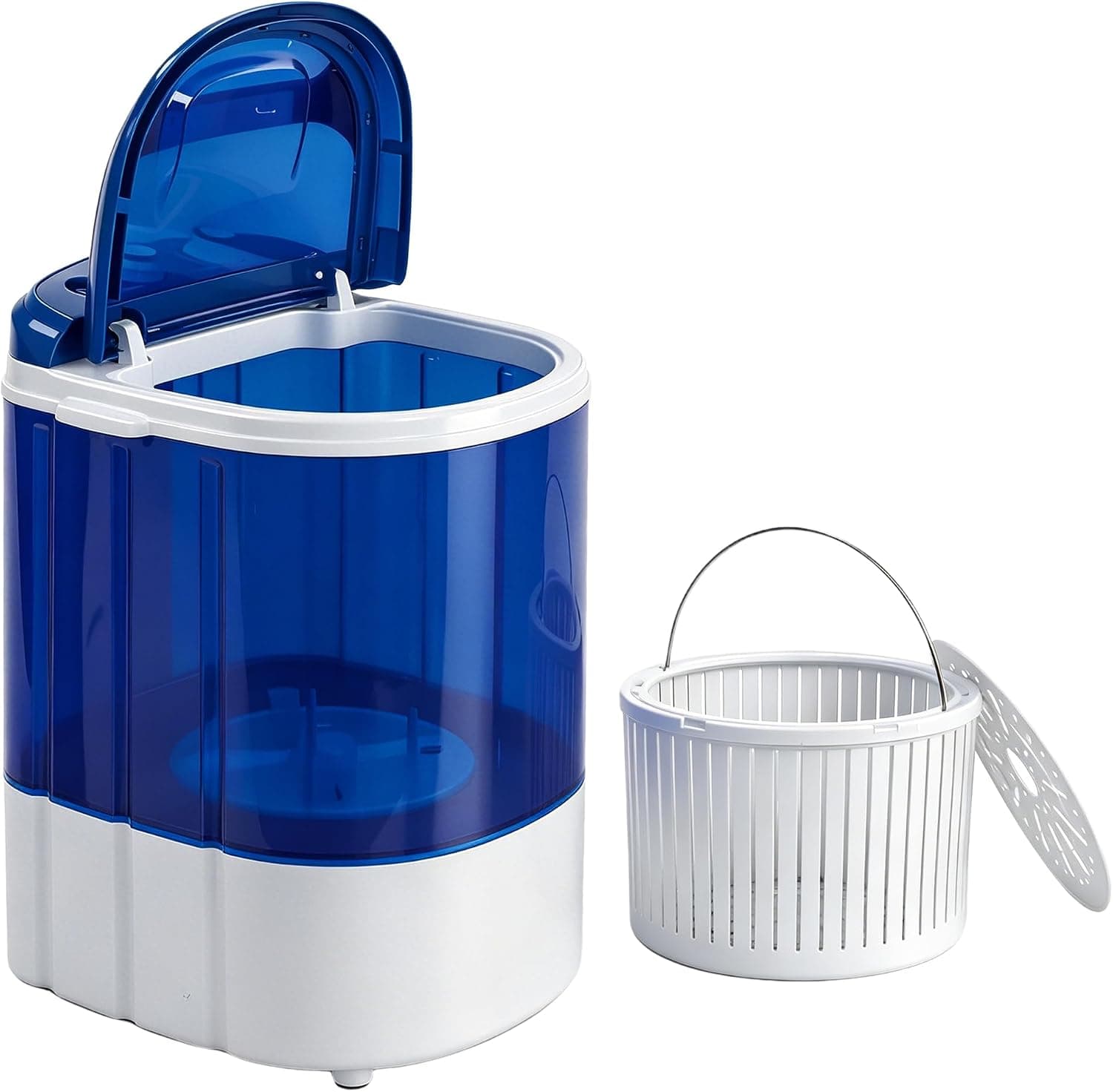 SUPER OFERTA Lavadora portátil, lavadora pequeña de una sola tina, capacidad de lavado de 5,7 libras para apartamentos, dormitorios, viajes, vehículos recreativos, lavandería semiautomática de 110 V, azul
