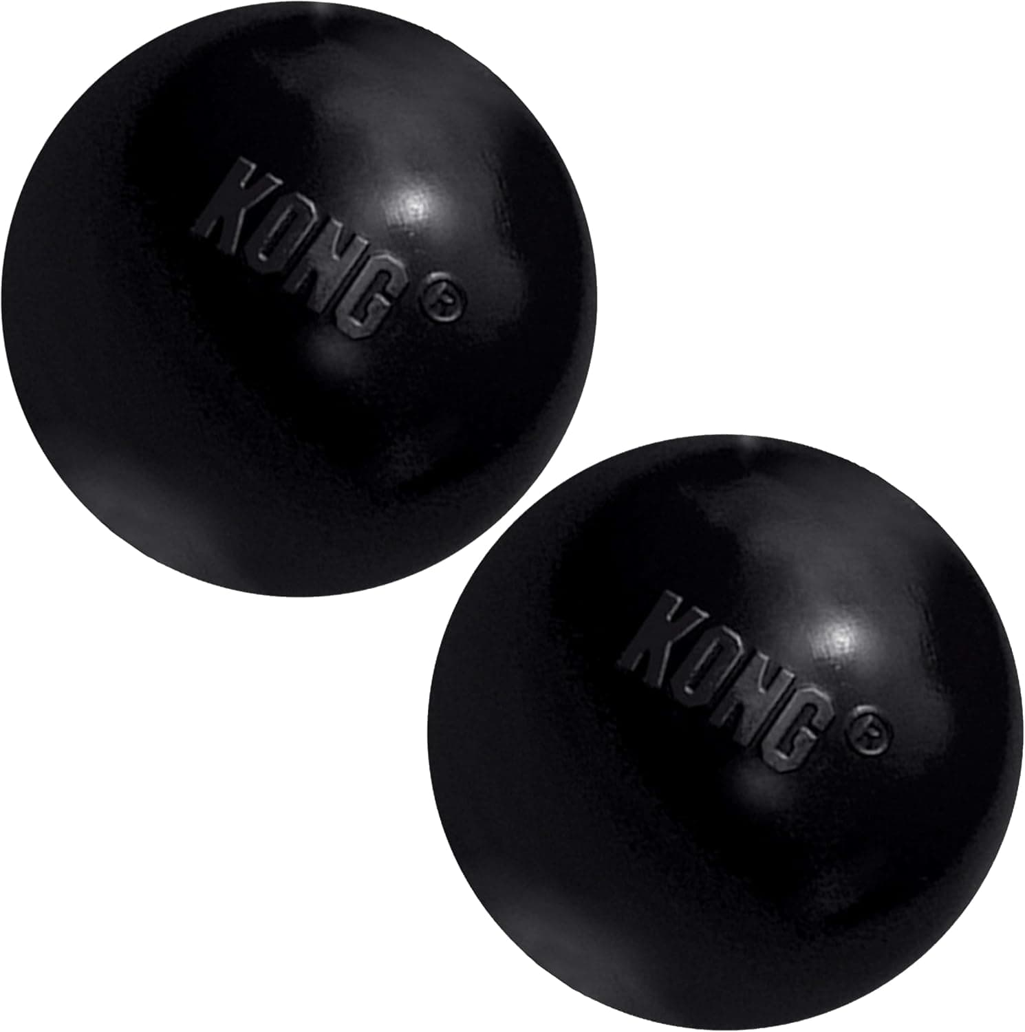 KONG Extreme Ball con agujero, juguete para buscar, negro, grande/mediano (paquete de 2) | Fabricada con el caucho extremo más duradero de KONG, una pelota de búsqueda con un orificio para entrenamiento y juego interactivo