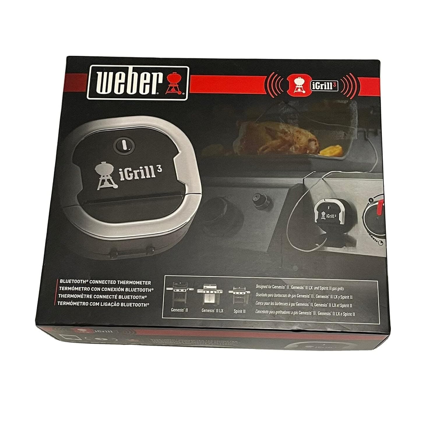 Termómetro para parrilla Weber iGrill 3: termómetro inteligente para carne conectado a una aplicación con capacidad para 4 sondas y monitoreo por Bluetooth - Duración de la batería de 250 horas