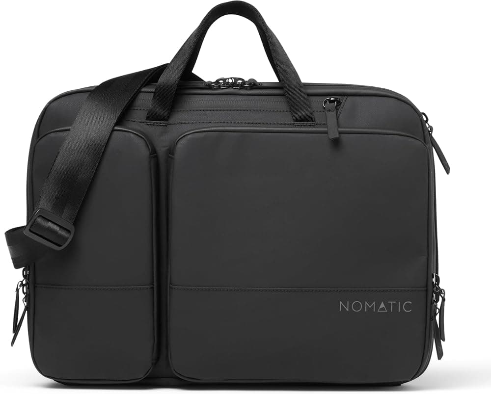 Bolsa para portátil NOMATIC para hombre y mujer - Bolsa de trabajo - Bolsas de mensajero | 11L-13.5L expandible, se adapta a portátil de 16", almacenamiento tecnológico, resistente al agua, listo para viajar, bolsillo forrado con RFID, correa desmontable