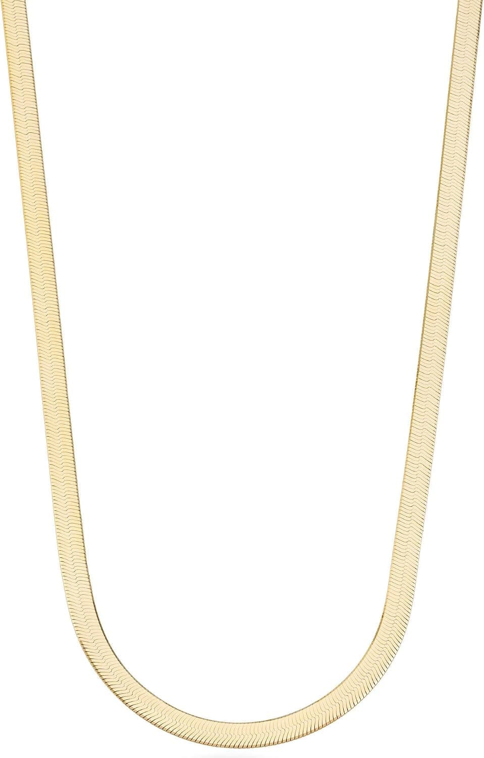 Miabella Collar de espiga de plata de ley 925 italiana, chapado en oro de 18 quilates | Cadena de serpiente plana de 4,5 mm, joyería fina para mujer, fabricada en Italia
