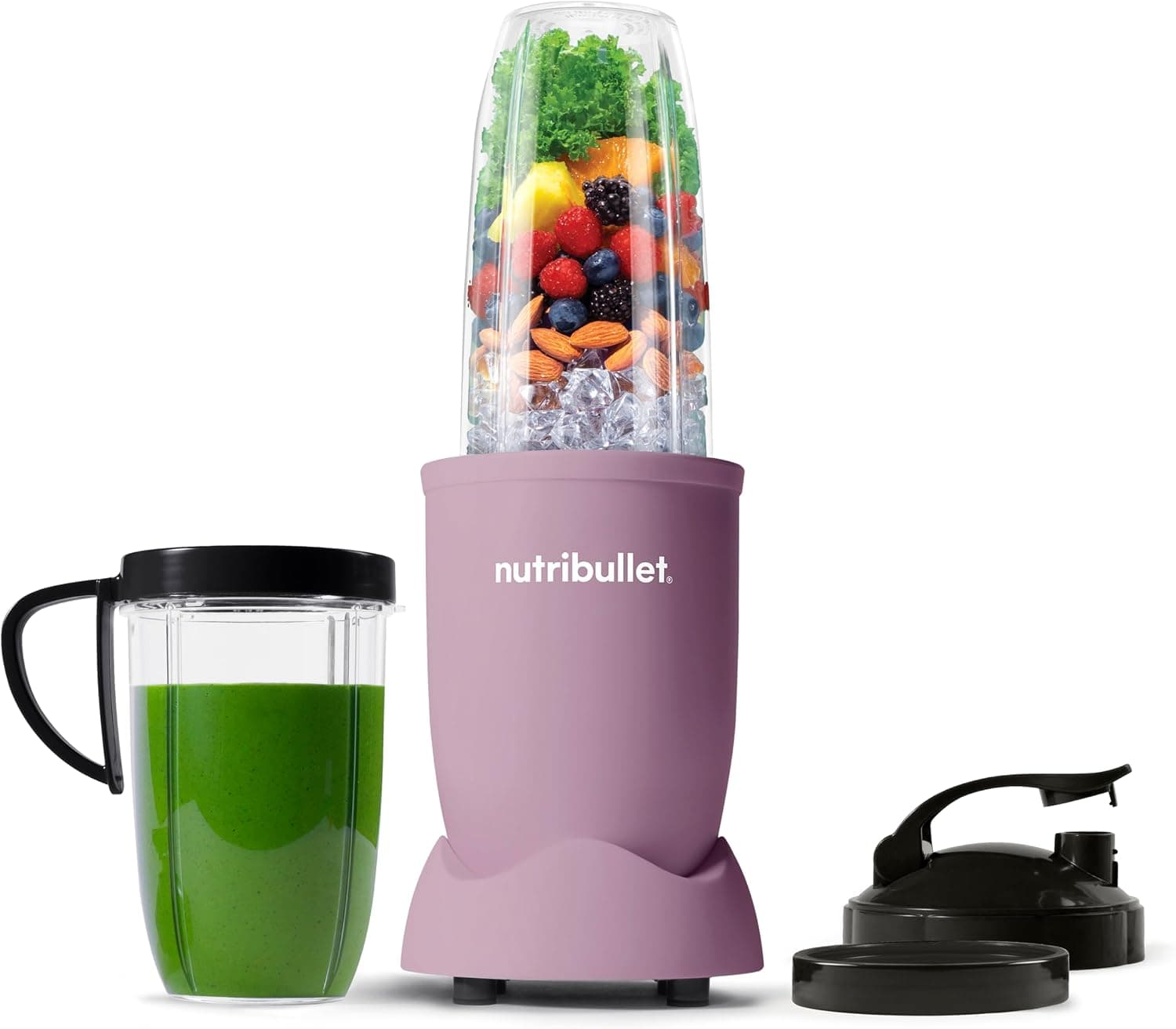 Nutribullet Pro licuadora personal, batidos, preparación de alimentos y mezcla congelada, taza de 32 onzas, taza de 24 onzas, tapa de viaje abatible, 900 vatios, lavanda mate, NB9-0901LAV