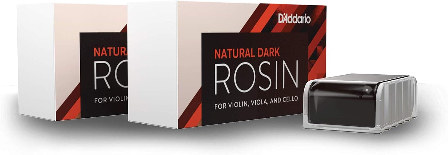 Colofonia natural para violín y violonchelo D'Addario, ligera, paquete de 2 | La colofonia natural D'Addario ofrece una respuesta suave al arco, un agarre mejorado y un rendimiento constante.