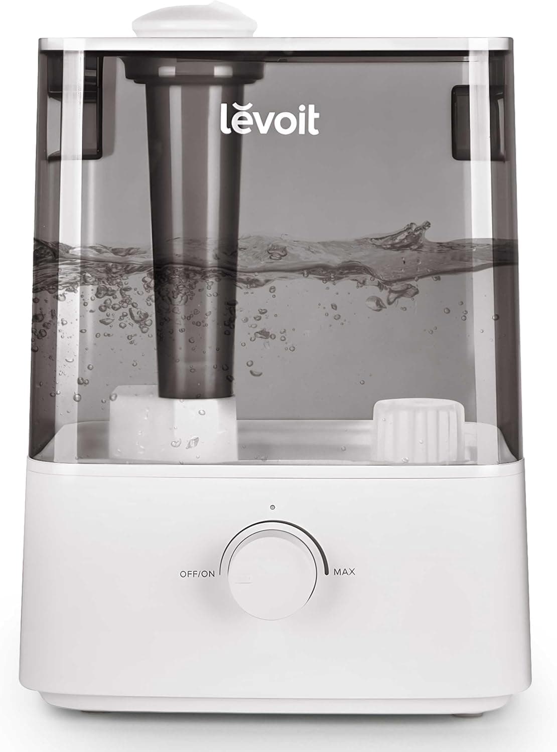 Humidificador ultrasónico de llenado superior Levoit Classic300, tanque extra grande de 6 l, 60 h | Súper silencioso, fácil de usar y limpiar, boquilla de rotación de 360°, control de perilla simple, manija, apagado automático, gris