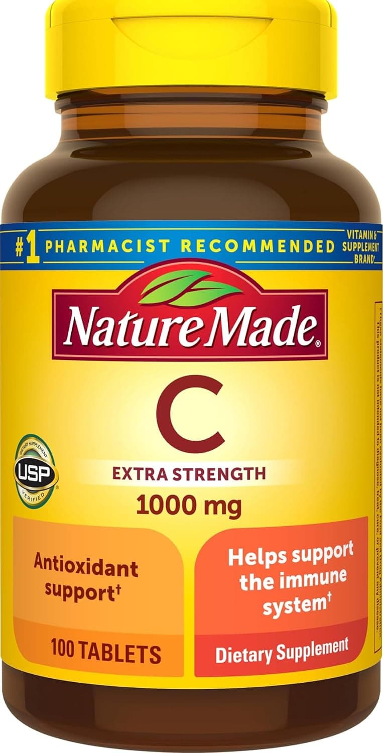 Nature Made Tabletas extra fuertes de vitamina C de 1000 mg, 100 unidades | Tabletas de vitamina C para adultos para apoyo inmunológico y antioxidante, suministro para 100 días
