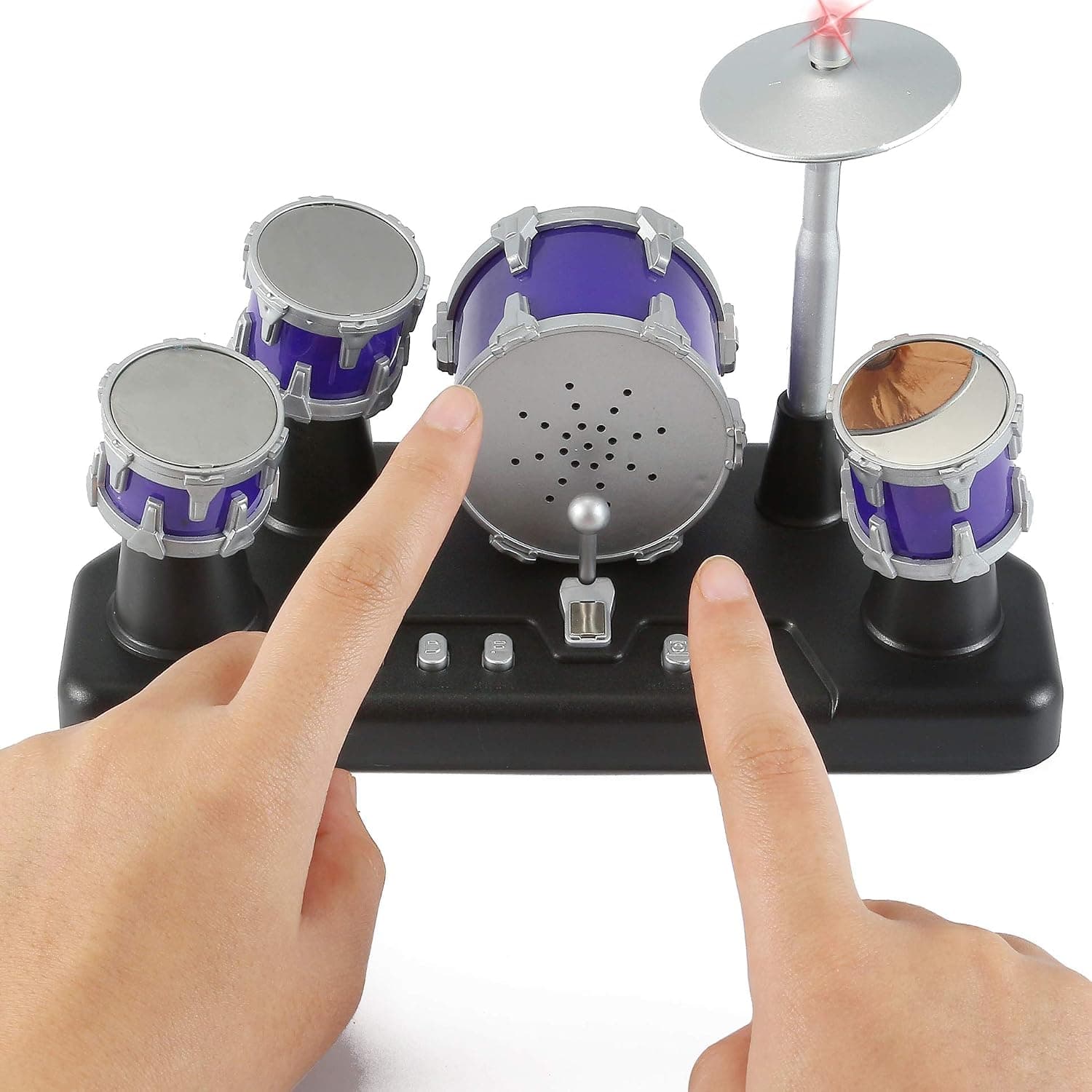 Juego de tambores para dedos, Mini escritorio electrónico, pequeño juguete novedoso, juego de instrumentos de escritorio con sonidos y luces para niños y adultos