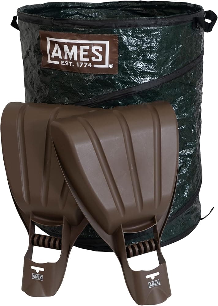 Juego de rastrillos de mano Leaf Scoops con bolsa plegable para residuos de jardín emergente para recoger hojas, mantillo y escombros