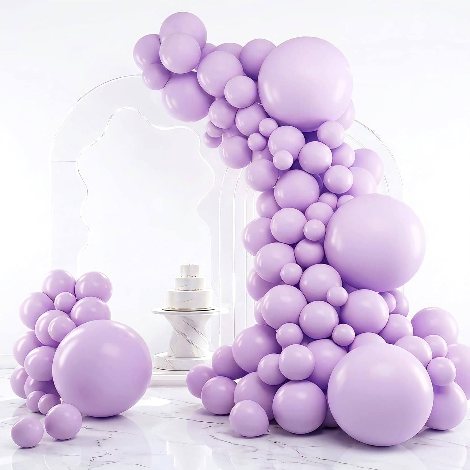 RUBFAC Pastel Purple Different Sizes Light Pruple Balloon Arch Kit 129pcs | Light Lavender Lilac Balloons Garland for Mother's Day Birthday Baby Shower Gender Reveal Wedding Party Decoration