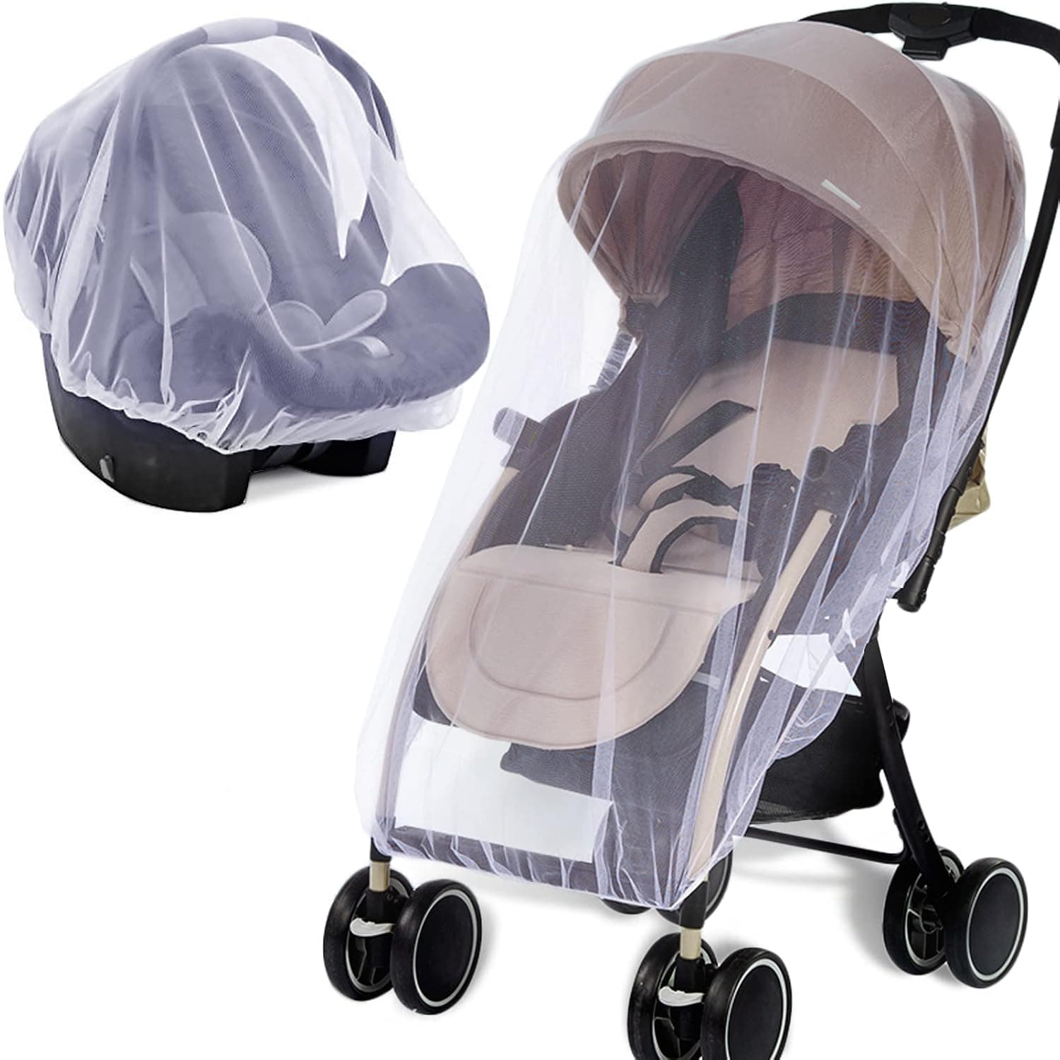 Mosquitera para cochecito de bebé, paquete de 2 – Mosquitera protectora para cochecito de bebé – Red perfecta para insectos para cochecitos, moisés, cunas, corralitos, Pack N Plays y minicuna portátil (blanco) | Red universal contra insectos para cochecitos, moisés, cunas, corralitos, juegos Pack N Play y minicunas portátiles