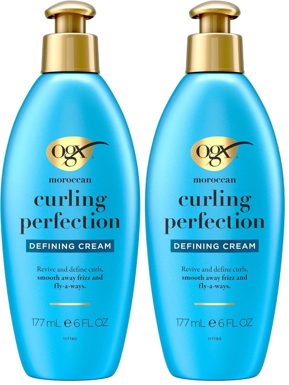 OGX Aceite de argán de Marruecos Crema para peinar rizos, crema antiencrespamiento para cabello rizado y todas las texturas, aceite de argán prensado en frío, sin parabenos, tensioactivos sin sulfato, productos para cabello rizado, 6 oz (paquete de 2)