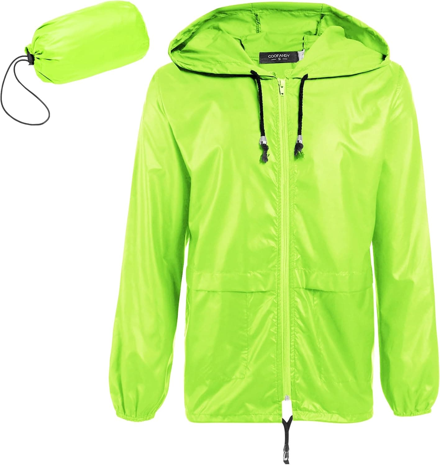 COOFANDY Chaqueta impermeable plegable para hombre, impermeable, ligera, con capucha, equipo de lluvia para exteriores, viajes, senderismo, ciclismo