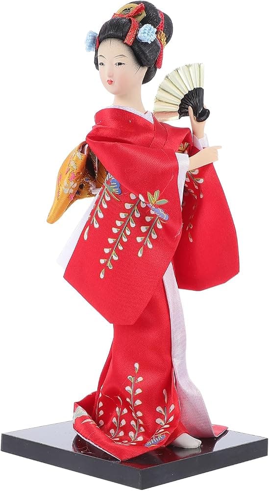 HEALLILY Kiyoshi Geisha Muñeca decorativa de porcelana de 9,05 pulgadas, figura de kimono asiática, decoración del hogar, acento para sala de estar, dormitorio, adorno de mesa
