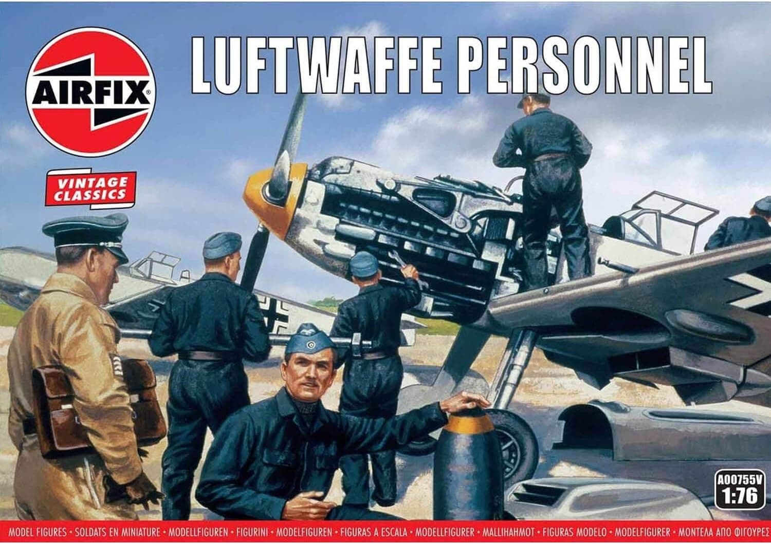Airfix Mini figuras del ejército - A00755V Personal de la Luftwaffe - Figuras militares, soldados de plástico para adultos y niños mayores de 14 años, los juegos incluyen 46 juguetes de soldados sin pintar - Miniaturas de juegos de guerra