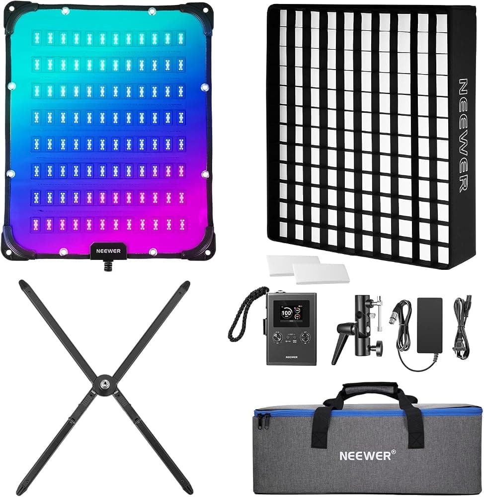 Luz de vídeo RGB flexible de 115 W, kit de alfombrilla de luz de panel LED con control APP/2.4G/DMX con Softbox, 2500 K-10000 K 14700 lx/0,5 m CRI96+, iluminación clave para fotografía de estudio, grabación de vídeo, FL100C