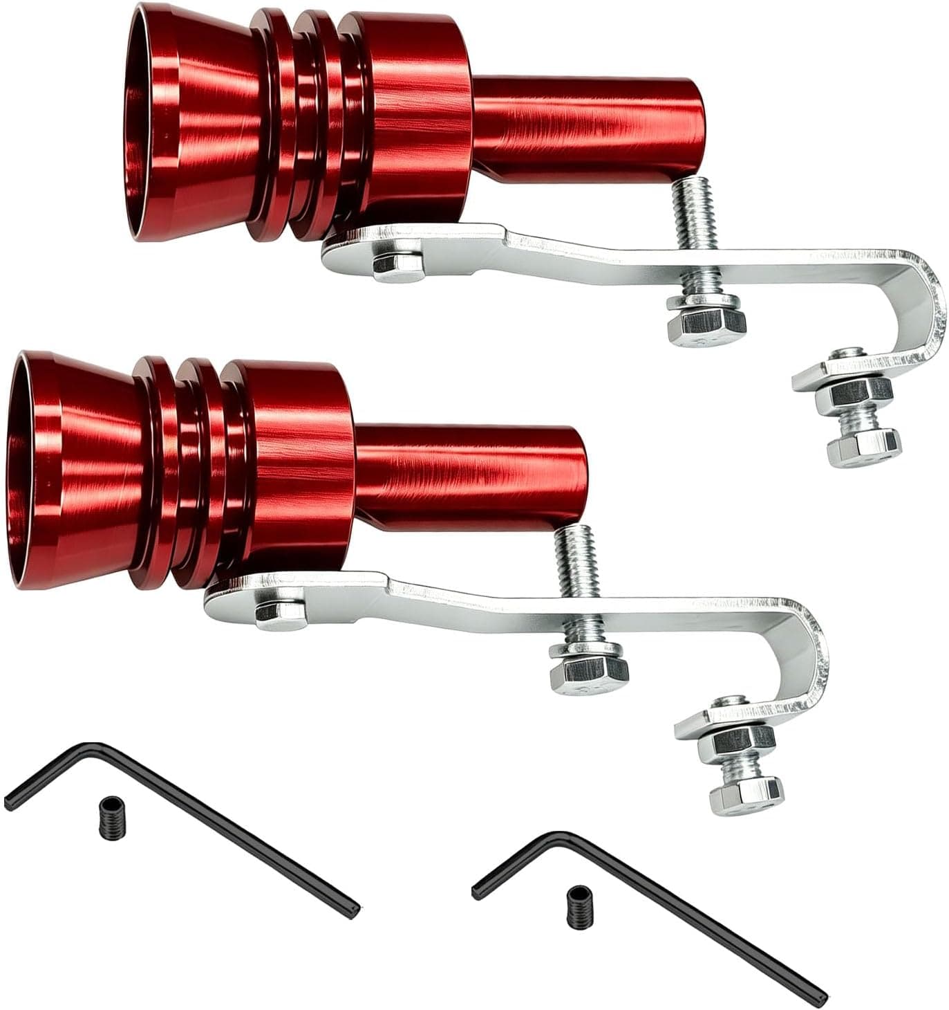 2PCS Turbo Whistle for Exhaust Pipe, XL Aluminum Alloy Universal Turbo Sound Exhaust Muffler Pipe Whistle, Exhaust Pipe Sound Booster, Car Roar Maker for SUV Sedan Truck Motorcycle (XL-Red)
