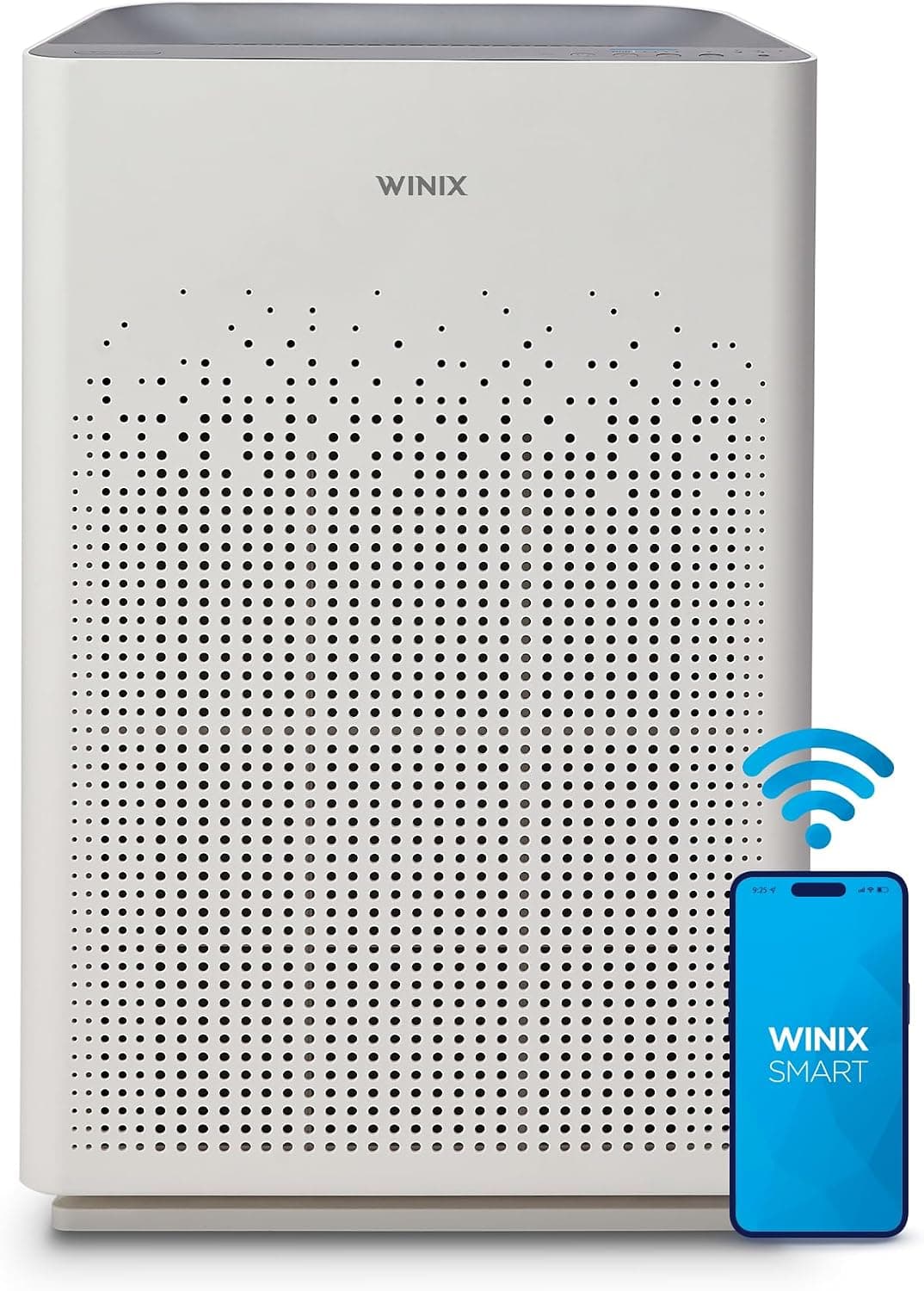 Purificador de aire WINIX AM90 para el hogar en habitaciones grandes de hasta 1740 pies² en 1 hora con monitor de calidad del aire, HEPA verdadero, filtro de carbón y modo automático, captura alergias a mascotas, humo y polvo