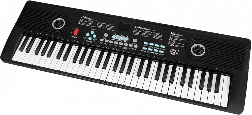 Piano con teclado de 61 teclas,Piano digital electrónico portátil,Altavoces duales incorporados,Micrófono externo,Enchufe,Contenido didáctico rico,Piano electrónico multifuncional adecuado para principiantes iiw88